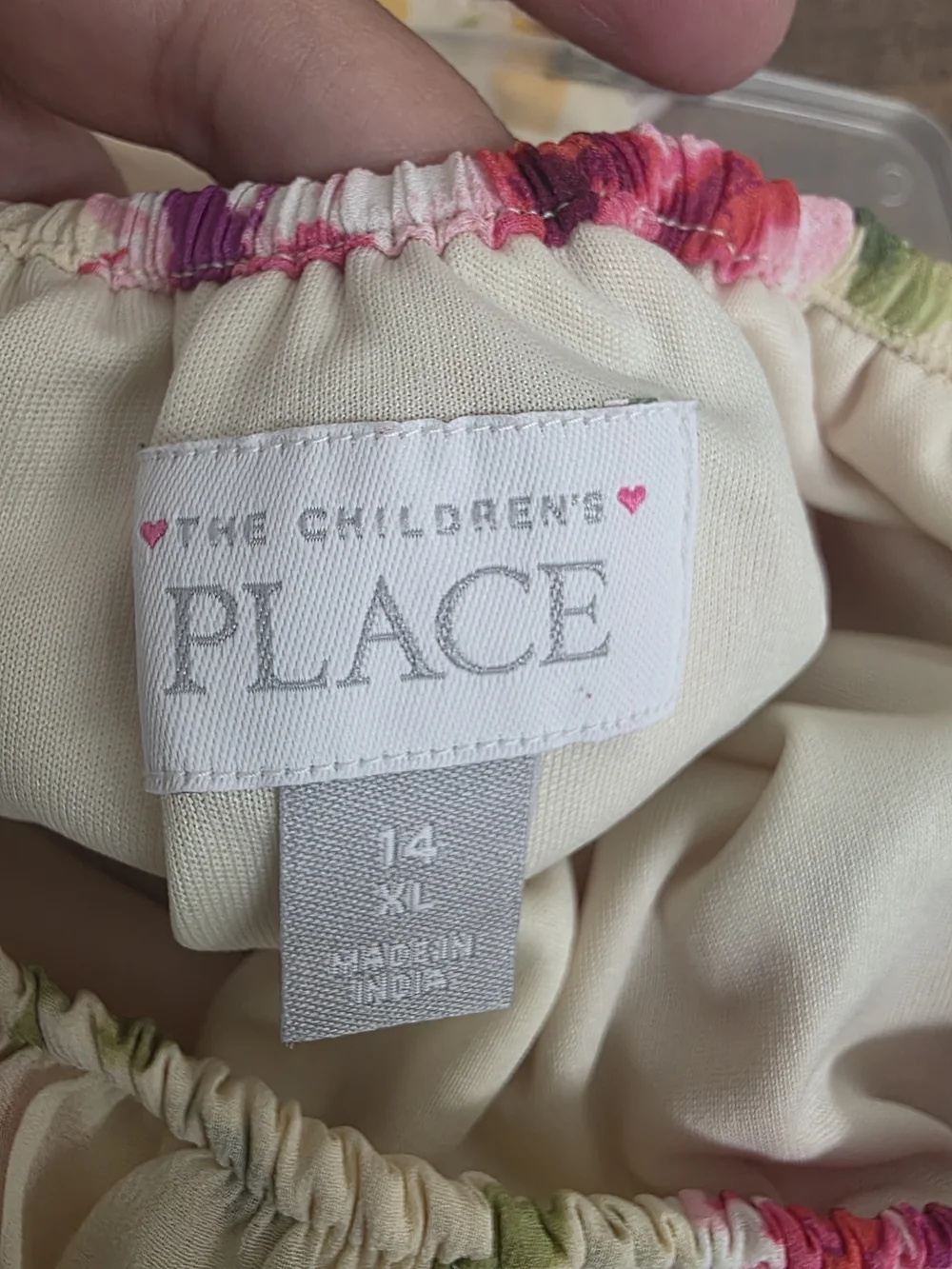 The Children's Place Cream Floral Trim Dress/Top (0542)